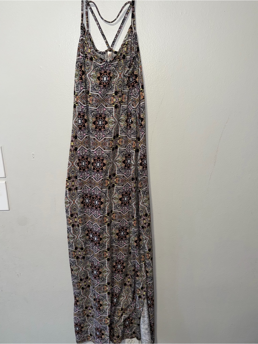 Xhilaration Black Multi Strappy Printed Maxi Dress